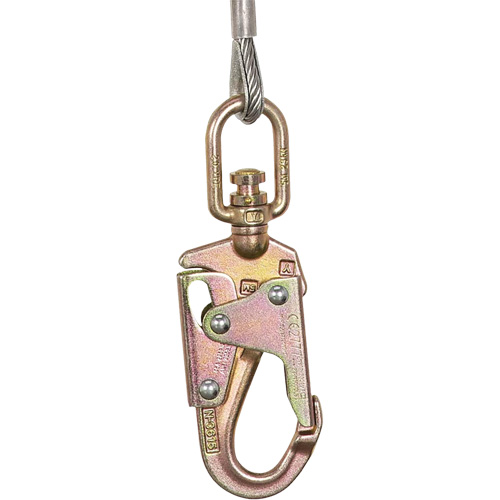 SRL-73302-60LE Self-Retracting Lifeline, 60', Galvanized Steel, Swivel Fastek