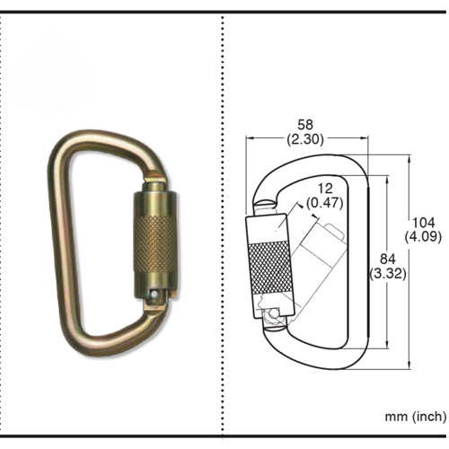 CP-03015-2 Zinc Plated Carabiner with 3/4" Gate Opening, Steel Fastek