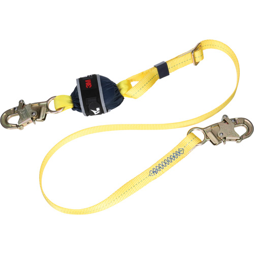 Adjustable Web Shock-Absorbing Lanyard, 6', Snap Hook Center, Snap Hook Leg Ends, Polyester Fastek