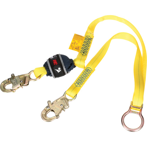Tie-Back Web Shock-Absorbing Lanyard, 6', Snap Hook Center, Snap Hook Leg Ends, Polyester Fastek