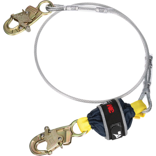 Cable Shock-Absorbing Lanyard, 6', Snap Hook Center, Snap Hook Leg Ends, Galvanized Steel Fastek
