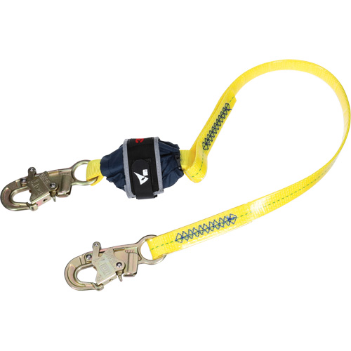Coated Web Shock-Absorbing Lanyard, 4', Snap Hook Center, Snap Hook Leg Ends Fastek