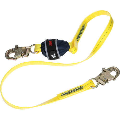Coated Web Shock-Absorbing Lanyard, 6', Snap Hook Center, Snap Hook Leg Ends Fastek