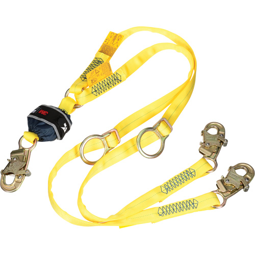 Twin-Leg Tie-Back Web Shock-Absorbing Lanyard, 6', Snap Hook Center, Snap Hook Leg Ends, Polyester Fastek