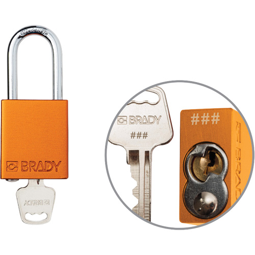 Cadenas de verrouillage de s&eacute;curit&eacute; Velocity Plus, Orange, Cl&eacute;s identiques, Aluminium, Largeur de 1-1/2" Fastek