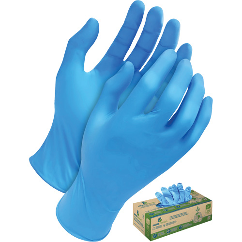 Gants jetables en tri polym&egrave;re, Petit, Poly&eacute;thyl&egrave;ne, 5 mils, Sans poudre, Bleu Fastek