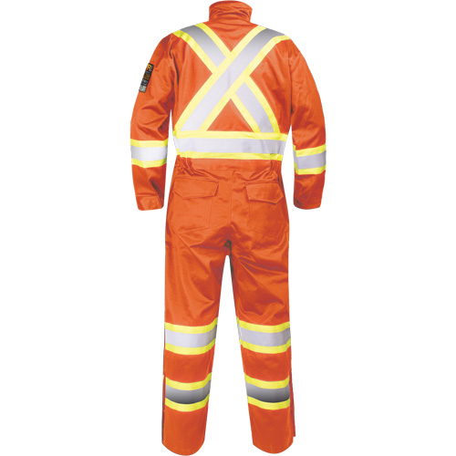 Fire-Resistant Coverall with High-Visibility Bands, Size Small, Orange Fastek
