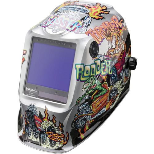 VIKING 3350 Hot Rodders Welding Helmet, 3.74" L x 3.34" W View Area, 5 - 13 Shade Range Fastek