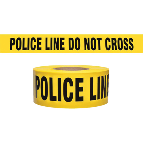 "Police Line Do Not Cross" Contractor-Grade Barricade Tape, English, 3" W x 1000' L, 2 mils, Black on Yellow Fastek
