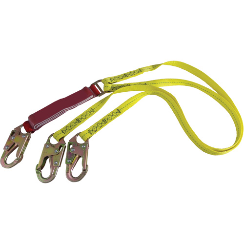 External Energy Absorber Lanyard with 3/4" Hooks, 6', Snap Hook Center, Snap Hook Leg Ends, Polyester Fastek
