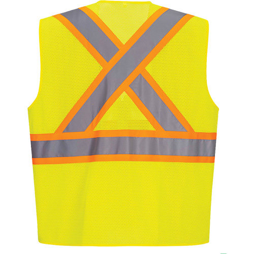 Veste de s&eacute;curit&eacute; &agrave; bandes contrastantes, Jaune lime haute visibilit&eacute;, Petit, Polyester Fastek