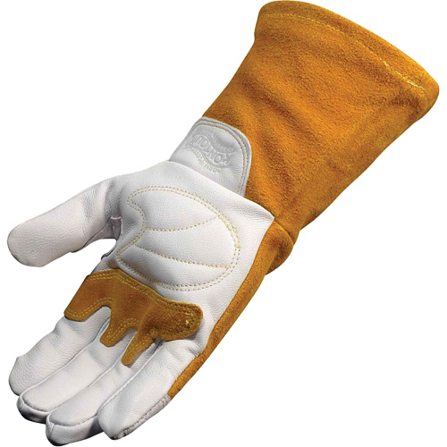 Caiman&reg; Premium TIG/MIG Welder's Gloves with FR Insulated Split Cowhide Back, Grain Goatskin, Size Large Fastek