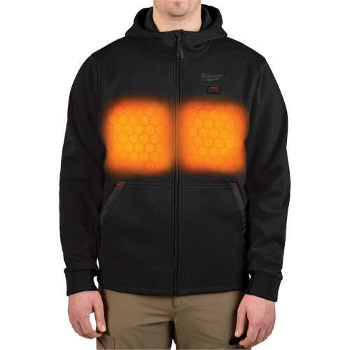M12 Heated Hoodie with Battery, Men's, Medium, Black, Poly-Cotton Fastek