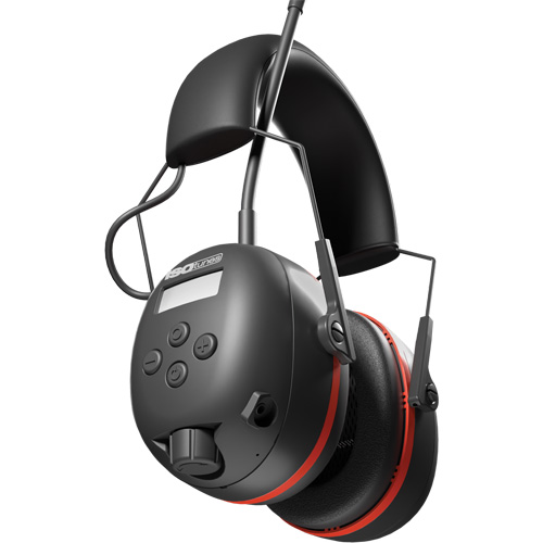 &eacute;couteurs AM/ FM Air Defender noir & Rouge, Style Bandeau, 24 dB Fastek