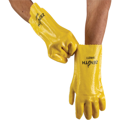 Gants &agrave; fini rugueux et r&eacute;sistants aux produits chimiques, Taille 9, 12" lo, PVC, Doublure en Interlock, 47-mil Fastek