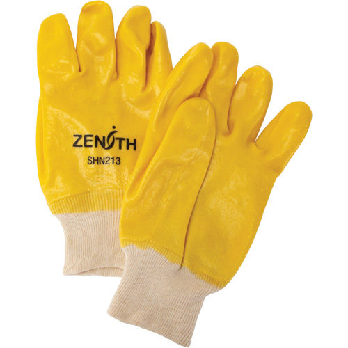Rough-Finish Chemical-Resistant Gloves, Size 9, 10" L, PVC, Interlock Inner Lining, 47-mil Fastek