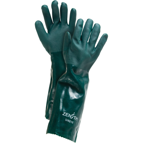 Gants verts &agrave; double enduit, 18" lo, PVC, Doublure en Jersey de coton, 70 mils Fastek