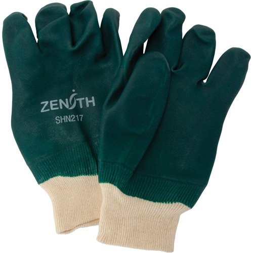 Gants verts &agrave; double enduit, 10" lo, PVC, Doublure en Jersey de coton, 70 mils Fastek
