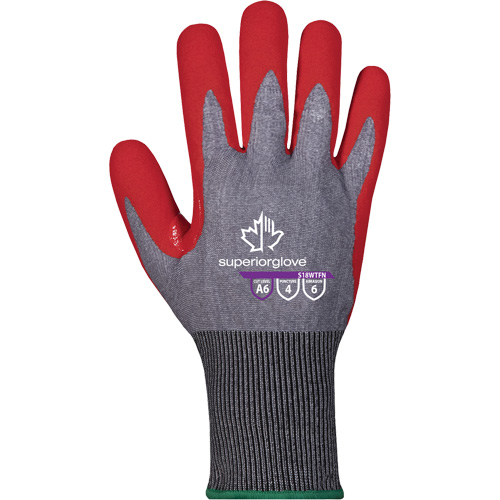 Gants hydrofuges r&eacute;sistants &agrave; la coupe, Taille 6, Calibre 6, Rev&ecirc;tement Mousse de nitrile, Enveloppe en TenActiv, ASTM ANSI niveau A4 Fastek