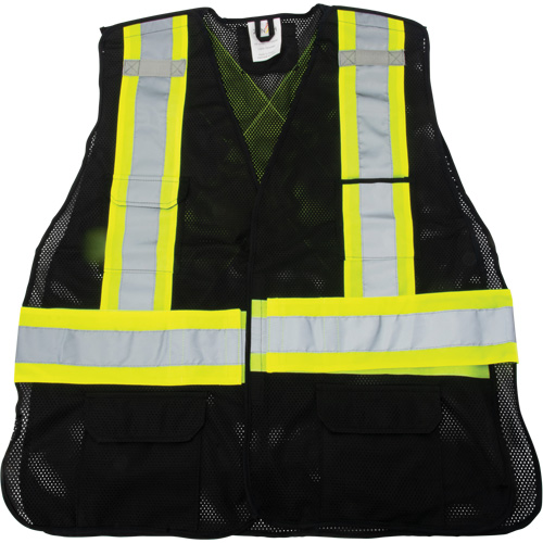CSA Compliant Surveyor Vest, Black, Medium, Polyester Fastek