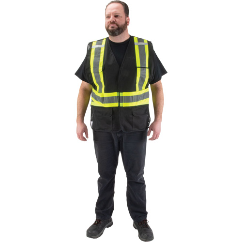 CSA Compliant Surveyor Vest, Black, Medium, Polyester Fastek