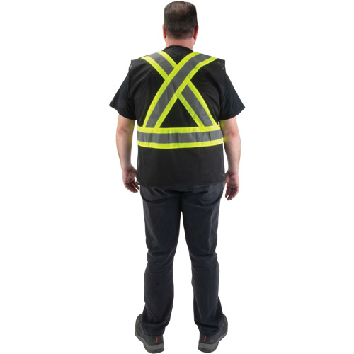 CSA Compliant Surveyor Vest, Black, Medium, Polyester Fastek