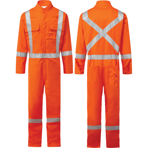 Bizflame&reg; 88/12 Iona 7 oz. FR510 FR Coverall, Size 36, Orange Fastek
