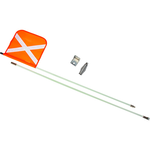 Heavy-Duty Safety Whip, Threaded Mount, 8' High, Orange with Reflective X Fastek