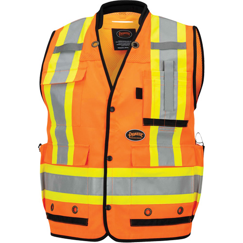 6680 High-Visibility Antimicrobial Mesh-Back Surveyor Vest, High Visibility Orange, Small, Polyester Fastek
