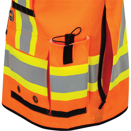 6680 High-Visibility Antimicrobial Mesh-Back Surveyor Vest, High Visibility Orange, Small, Polyester Fastek