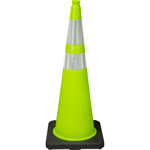 Premium Traffic Cone, 36", Lime Green, 4" & 6" Reflective Collar(s) Fastek