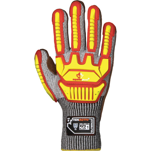 TenActiv STAGBLPVB Impact Gloves, X-Large, Cowhide Palm, Knit Wrist Cuff Fastek