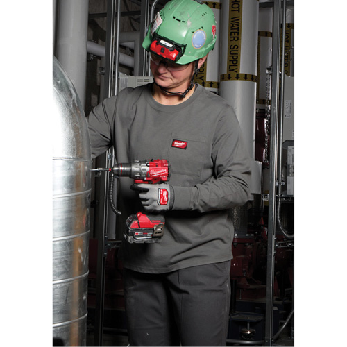 GRIDIRON Long Sleeve Pocket T-Shirt, Women's, X-Small, Grey Fastek