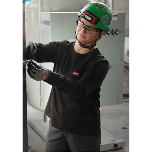 GRIDIRON Long Sleeve Pocket T-Shirt, Women's, X-Small, Grey Fastek