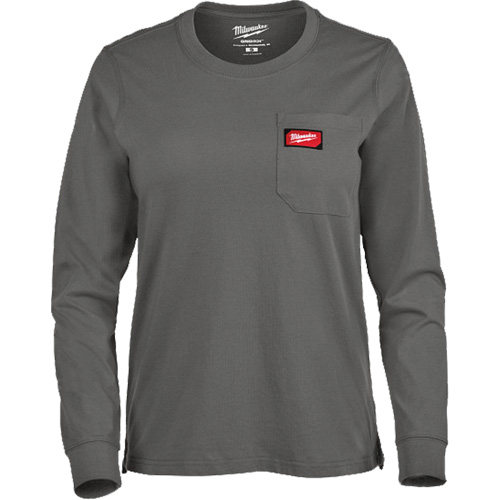 GRIDIRON Long Sleeve Pocket T-Shirt, Women's, X-Small, Grey Fastek