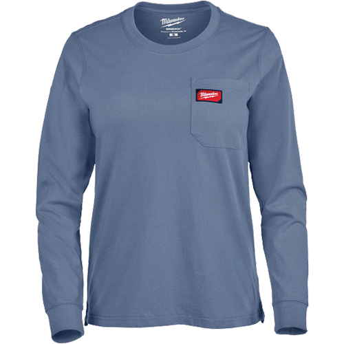 GRIDIRON Long Sleeve Pocket T-Shirt, Women's, X-Small, Blue Fastek