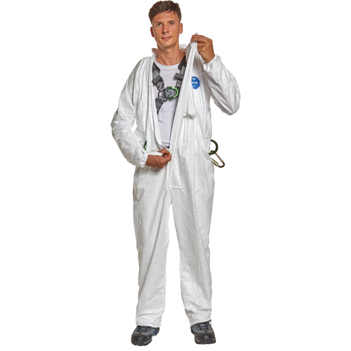 Harness-Compatible Disposable Coverall, 4X-Large, White, Tyvek&reg; 500 Fastek