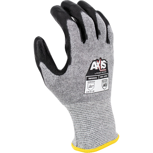 RWG566 AXIS Cut Protection Touchscreen Work Glove, Size Medium, 18 Gauge, Polyurethane Coated, Stainless Steel/HPPE Shell, ASTM ANSI Level A5/EN 388 Level E Fastek
