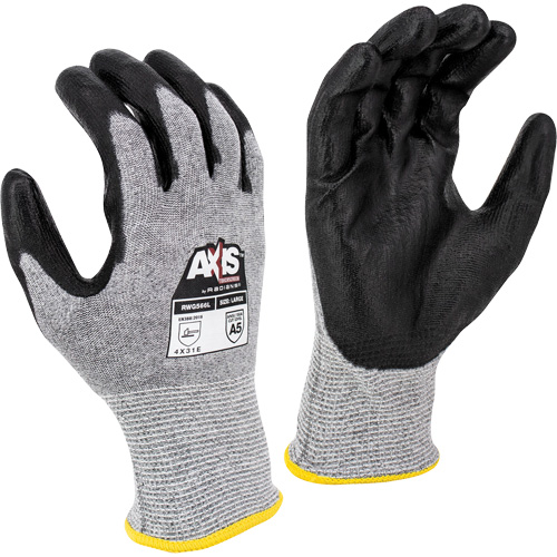 RWG566 AXIS Cut Protection Touchscreen Work Glove, Size Medium, 18 Gauge, Polyurethane Coated, Stainless Steel/HPPE Shell, ASTM ANSI Level A5/EN 388 Level E Fastek