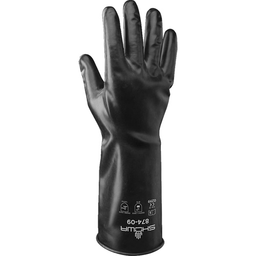 874 Chemical-Resistant Gloves, Size Small/7, 14" L, Butyl Rubber, 13.78-mil Fastek