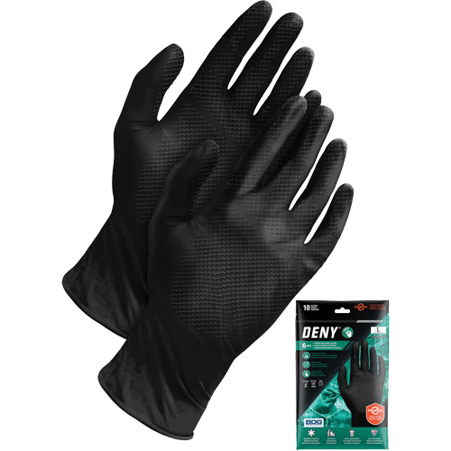 Deny&reg; Disposable Gloves, Small, Nitrile, 6-mil, Powder-Free, Black Fastek