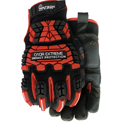 010R Extreme Red Impact Resistant Gloves, X-Small, Microfibre Palm, Hook & Loop Cuff Fastek