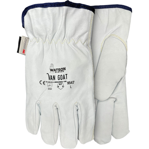 Gants de protection contre la coupe Van Goat 9547, T-petit, Paume en Cuir fleur de ch&egrave;vre, Para-aramide/Polyester/Acier/Thinsulate Fastek