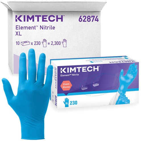 Gants d'examen Kimtech Element, T-petit, Nitrile, 3,2 mils, Sans poudre, Bleu, Classe 2 Fastek