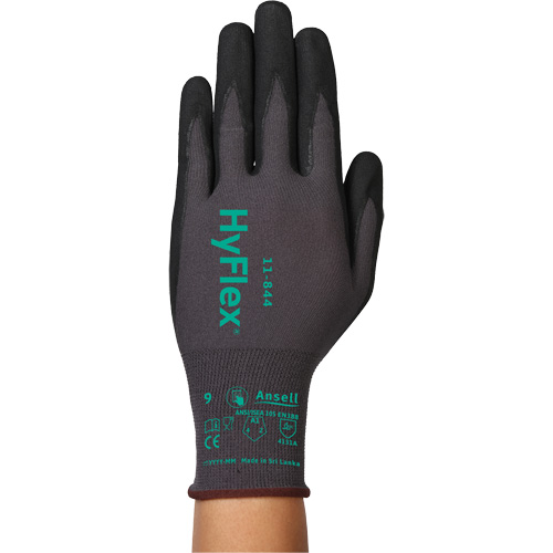 HyFlex&reg; 11-844 Gloves, Size 5/2X-Small, 15 Gauge, Foam Nitrile Coated, Nylon/Spandex Shell, ASTM ANSI Level A1/EN 388 Level 1/EN 388 Level A Fastek