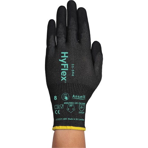Gants r&eacute;sistants &agrave; la coupe HYFLEX 11-594, Taille 12/3T-Grand, Calibre 18, Rev&ecirc;tement Nitrile, Enveloppe en PEHP/Intercept, ASTM ANSI niveau A9/EN 388 niveau F Fastek
