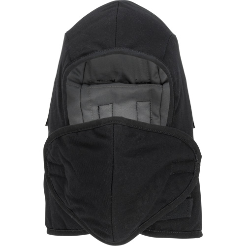 Pioneer 766A Flame-Resistant Quilted Hard Hat Liner with Detachable Mouthpiece, Black/Grey, Cotton/FR-Tech&reg;/Modacrylic/Nylon Fastek