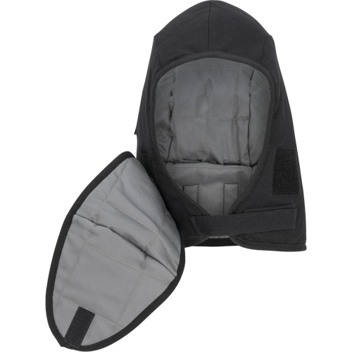 Pioneer 766A Flame-Resistant Quilted Hard Hat Liner with Detachable Mouthpiece, Black/Grey, Cotton/FR-Tech&reg;/Modacrylic/Nylon Fastek