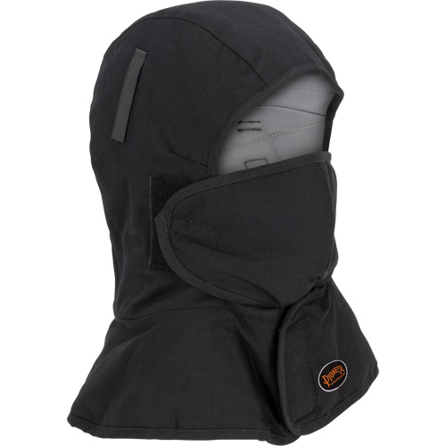Doublure matelass&eacute;e ignifug&eacute;e Pioneer 765A pour casque de s&eacute;curit&eacute; avec un long cou et embout buccal amovible, Noir/Gris, Coton/FR-Tech/Modacrylique/Nylon Fastek