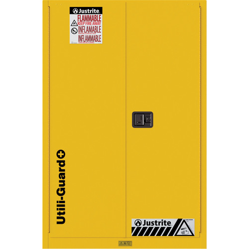 Utili-Guard+ Flammable Safety Cabinet, 90 Gal., 2 Door, 43" W x 65" H x 37" D Fastek